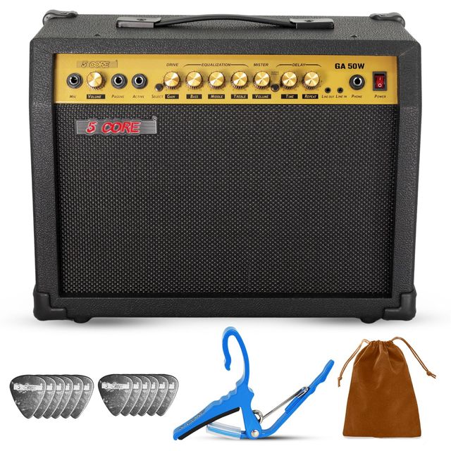 50W Electric Portable Mini Guitar Amp with Built-in 8" Speaker Model D0100XUV47Y Aux Input Musical Instrument Accessories