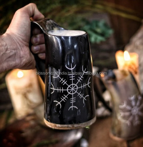 Mug en corne de buffle de qualité supérieure, fait main, rustique, matériau authentique, texture unique, artisanat traditionnel élégant, pièce décorative - Product Image 2