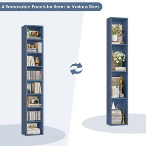 Torre de Almacenamiento Multimedia de 8 Niveles para CD y DVD con 4 Estantes Ajustables para Sala de Estar o Dormitorio, Color Azul - Product Image 5