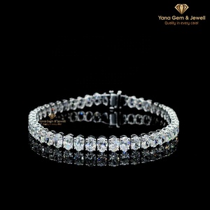 D-E-F Color VVS-VS Clarity 14k <b>Solid</b> <b>Gold</b> Beautiful Oval Cut Tennis Bracelet for Special Moments 12 TCW CVD Lab Grown Diamond - Product Image 3