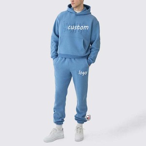 Chándal Azul con Capucha para Hombre, 100% Algodón, Manga Larga, Casual, OEM, Corte Regular, Transpirable, Ecológico, Secado Rápido, Logotipo Impreso, Primavera - Product Image 1