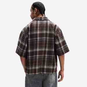 Camisa de Franela a Cuadros de Manga Corta para Hombre, Cuello Camisero Informal, Transpirable, de Algodón, Estilo Otoñal - Product Image 2