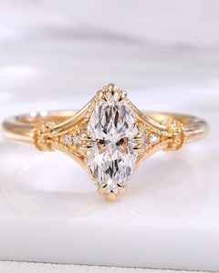 Moissanite 3CT Marquise Cut Art Deco <b>Ring</b> Vintage Style For Women's original <b>925</b> <b>Silver</b> <b>With</b> Gold Plated For Bridal Promise Gift - Product Image 1