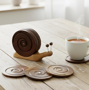 Sous-verre à thé en bois sur mesure Sous-verres décoratifs de dernier style Porte-gobelet en bois unique Produits d'usine Noyer - Product Image 5