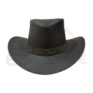 Sombrero Vaquero Negro al por Mayor, Estilo Australiano, con Cintas Cruzadas Ajustables, Sombreros de Cuero de Alta Calidad - Product Image 2