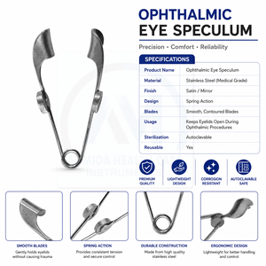 Spéculum ophtalmique chirurgical AL MIDA, rétracteur oculaire manuel en acier inoxydable, instrument ORL de classe I certifié CE AMHC-R-475 Easy - Product Image 6