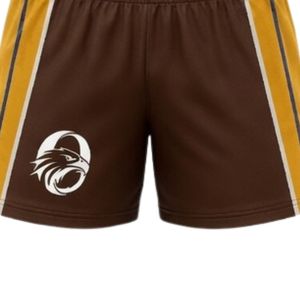 Pantalones Cortos de Netball Sublimados en Marrón y Dorado, Unisex, de Poliéster Ligero, Ropa Deportiva Atlética con Franja Lateral, para Entrenamiento en Equipo - Product Image 5