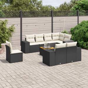 Conjunto de Sofás de Jardín Resistentes a los Rayos UV, Materiales de Ratán PE Negro, Muebles Elegantes para Exteriores - Product Image 1