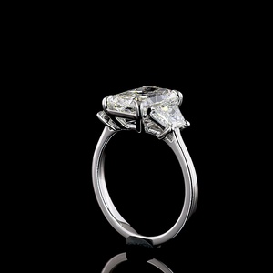 IGI Certified 3 Carat Radiant Cut Diamond 18K White Gold Three Stone Lab Grown Diamond Engagement Wedding Ring for Women - Product Image 4