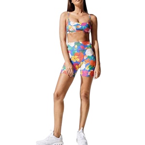 Custom Logo Sublimation Printed Waterproof Spandex Polyester 2 Piece Workout Shorts Set With Elastic Waist For Gym & Yoga - Product Image 2