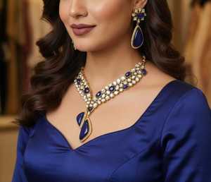 Elegant Gold Plated <b>Statement</b> <b>Necklace</b> with Pink Crystal and Imitation Pearl Beads for Women Wedding Jewelry - Product Image 5