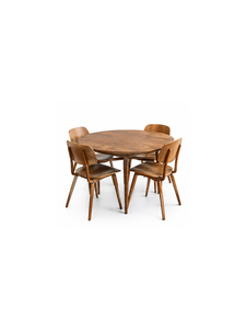 Mesa de Comedor Redonda Moderna de Madera Maciza con 4 Sillas, Diseño de Mediados de Siglo, Juego de Muebles Estables para el Comedor - Product Image 5