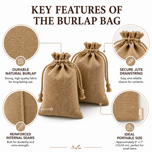 Bolsa de Yute Natural con Cordón, Reutilizable, para Regalos, Joyería, Recuerdos de Boda, Manualidades y Almacenamiento - Product Image 4