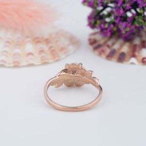 Original Moissanite Diamond Engagement <b>Ring</b> 925 <b>Silver</b> Wedding Promise Rose Gold Plated <b>Solitaire</b> Flower <b>Ring</b> Freshwater Pearl - Product Image 4