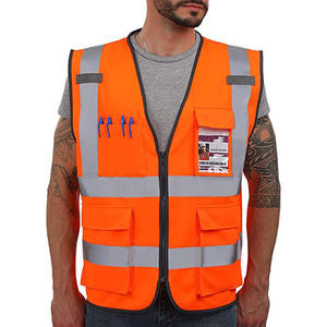 Chaleco de Seguridad Reflectante de Alta Visibilidad, Color Naranja, Poliéster, Cierre Frontal con Cremallera, Chaleco de Advertencia de Alta Visibilidad para Construcción - Product Image 4