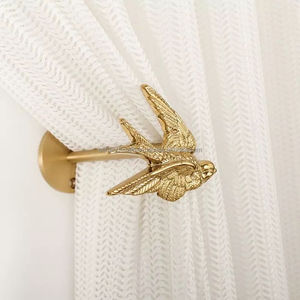 Attache de rideau en laiton antique motif oiseau, quincaillerie décorative pour fenêtre, style traditionnel, crochet à motif animal - Product Image 3
