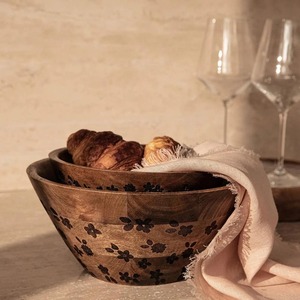Grand saladier en bois fait main, rond, pour la cuisine et les restaurants, en promotion - Product Image 1