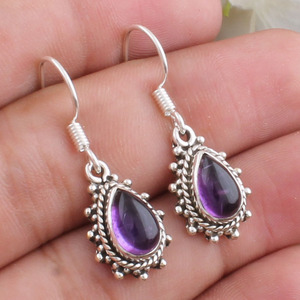 Boucles d'oreilles clous en améthyste violette naturelle, qualité AAA, pierre de naissance de février, bijoux fins pour femme, cadeau de mariage, pierre précieuse certifiée - Product Image 4