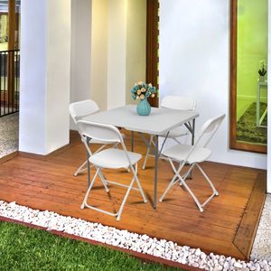 Confezione da 10 sedie pieghevoli portatili per interni/esterni con capacità di 260 libbre, con telaio in acciaio, sedile commerciale in plastica bianca Eve - Product Image 6