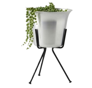 Pot de fleurs en argent plaqué avec support en fer, pot de fleurs décoratif en métal, décoration de mariage, salon - Product Image 2