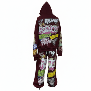 Conjunto Deportivo Vintage de Dos Piezas para Hombre de Alta Calidad, Sudadera con Capucha y Pantalones Deportivos de Algodón Grueso de 500 g/m² con Estampado Personalizado - Product Image 6