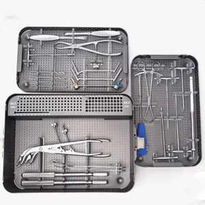 Kit d'instruments chirurgicaux orthopédiques pour grands fragments, en acier inoxydable, avec plateau pour plaques traumatiques - Product Image 1
