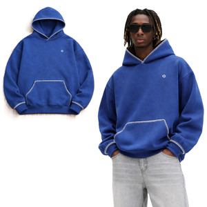 Sudadera con Capucha Extra Grande para Hombre, de Felpa de Algodón Grueso, con Costuras en Contraste, Estilo Urbano, Fabricación Personalizada OEM - Product Image 1