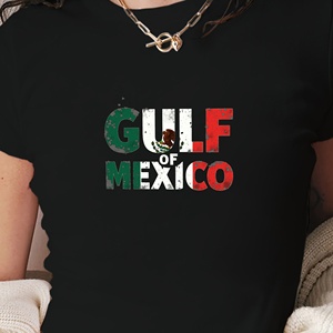 Camiseta corta de moda para mujer con diseño de bandera mexicana del Golfo de México - Product Image 1