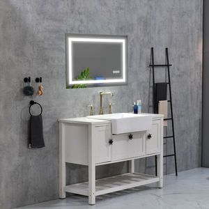 Specchio LED Intelligente da Bagno 40x28 Pollici, Montaggio a Parete con Illuminazione Frontale e Posteriore, Antiappannamento, Memoria e Pulsante Smart Touch - Product Image 3