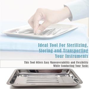 Plateau de rangement pour instruments dentaires chirurgicaux en acier inoxydable avec bords sans soudure et hauteur modérée - Product Image 3