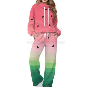 Conjunto Deportivo de Dos Piezas para Mujer, Estampado Completo, Algodón/Poliéster, Ropa Casual 2026, Personalizable - Product Image 5