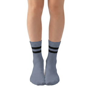 White Ankle <b>Socks</b> With <b>Black</b> Stripes For Children Cotton Breathable Casual Daily Wear Summer Style - Product Image 2