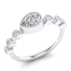 Anillo de Halo con Moissanita Corte Pera REYES de 0.89 Quilates, Anillos de Compromiso de Plata de Ley 925 de Alta Calidad, Regalo Nupcial, Joyería Fina - Product Image 2