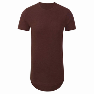 <b>Men's</b> <b>Longline</b> Crew Neck <b>T</b>-<b>Shirt</b> Solid Color Knitted Short Sleeve Casual Fit Regular Length O-Neck Design Plain <b>T</b> <b>Shirt</b> - Product Image 3