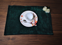 Ensemble de sets de table rectangulaires classiques en velours vert émeraude, écologiques, lavables et antidérapants, en gros