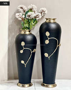 Vase de sol en métal argenté antique au design moderne, élégant vase à fleurs en fer, décoration intérieure, style classique indien de luxe - Product Image 6