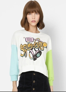 Sweat-shirt femme color block col rond manches longues imprimé lettres décontracté pour l'automne 100% coton tricoté respirant - Product Image 5