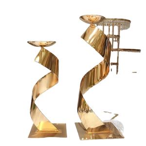 Shiny Mirror Polished Gold Color Finishing High Standard Quality Material <b>Set</b> of 2 Custom Size & Logo Fancy Wedding Centerpiece - Product Image 1