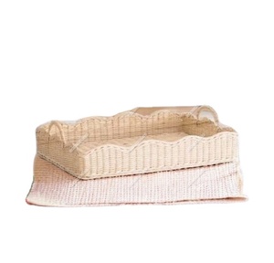 Plateau en rotin tissé à la main naturel de haute qualité panier de service à pain en rotin en osier rectangulaire plateau en rotin tissé à la main avec poignée - Product Image 1