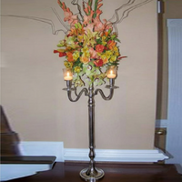Candélabre Baroque en Argent avec Bol à Fleurs, Décoration Moderne Faite à la Main pour la Maison, Porte-Bougie Antique, Candélabre avec Bol à Vendre