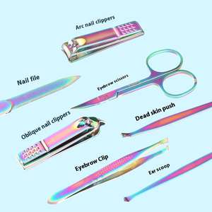 Juego de Herramientas de Manicura y Pedicura de Acero Inoxidable y Titanio, Cortaúñas con Punta Inclinada y Pinzas para Pestañas, Set de Belleza de ANAAIF - Product Image 1