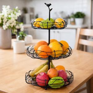 Panier de rangement multicouche en métal pour fruits et légumes, panier de rangement créatif pour le salon, organisateur de collations - Product Image 4