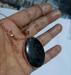 Awesome 12x15mm Charm Pendant Necklace Neon Apatite Oval Shape Gem Good Looking Necklace Brass Gold Plated Bezel Setting - Product Image 4