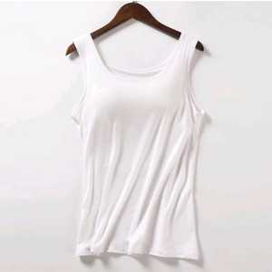 Camisola al por mayor para mujer con sujetador incorporado, top sin mangas, chaleco elástico, top informal transpirable de colores sólidos OEM/ODM - Product Image 6