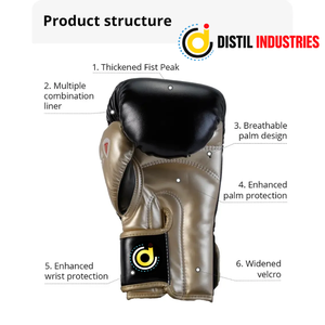 Guantes de Boxeo de Piel Sintética Negra de Primera Calidad con Correa de Velcro para Entrenamiento, Sparring, MMA, Muay Thai y Kickboxing – Unisex para Gimnasio - Product Image 4
