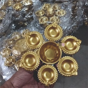 Handmade Metal Gold Urli Bowl with Diya Holders for Diwali Decor Wedding Centerpiece <b>Flower</b> Floating Pot Home Decorative Bowl - Product Image 6