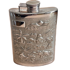 Gourde à liqueur en aluminium gaufré, étanche, style vintage, portable, pour cadeaux, vente en gros - Product Image 1