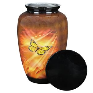 Urnes papillon brunes pour cendres humaines |   Urnes funéraires artisanales |   Urnes métalliques pour cendres humaines - Product Image 2