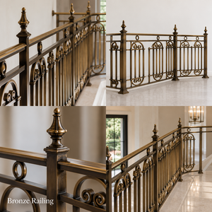 Barandilla de Bronce con Adornos Circulares para Hoteles de Lujo, Villas e Interiores Clásicos de Escaleras - Product Image 5