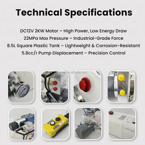 Pompe hydraulique à deux voies pour camion à benne basculante 12V CC horizontale et verticale, unité <span class=keywords><strong>de</strong></span> puissance compacte avec manomètre - Product Image 5